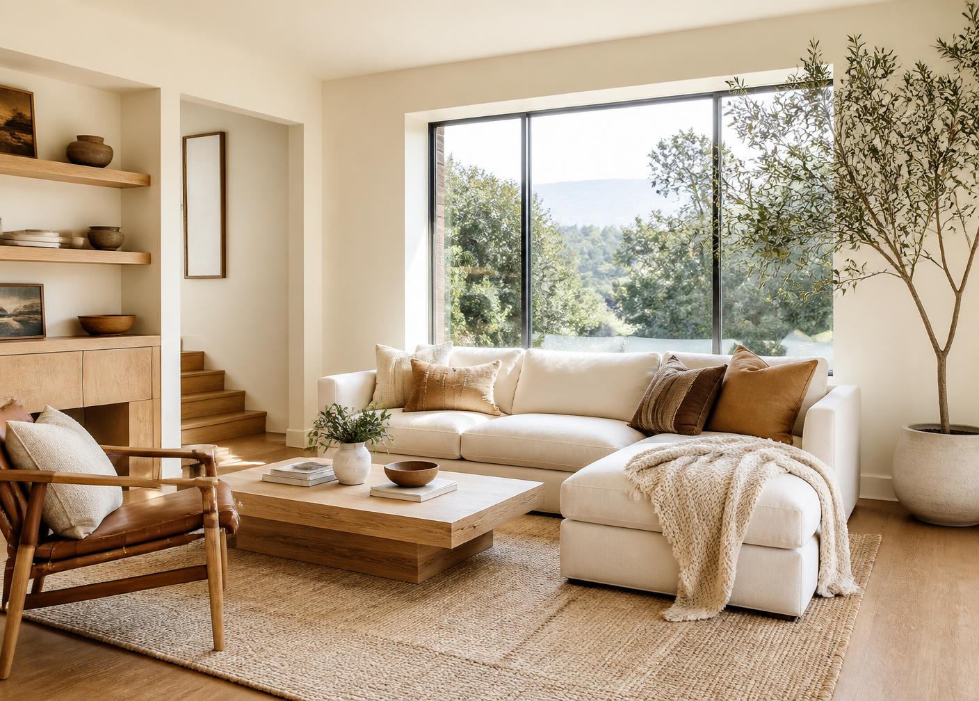 Bright, comfortable living room in a California home